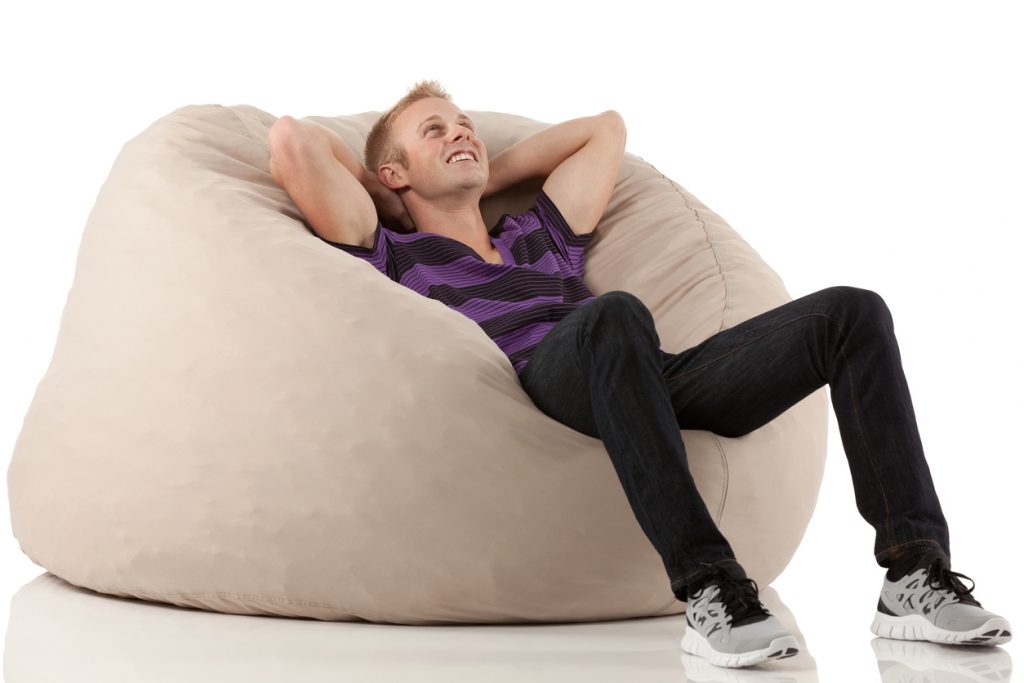 Man resting in a bean bag SeeThru